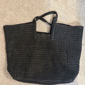 Elegant Black Woven Tote Bag